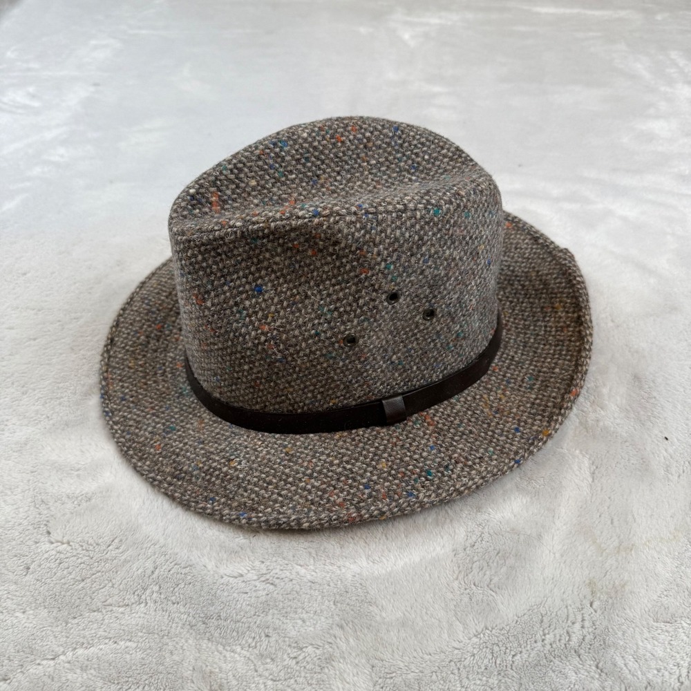 Pendleton Mens Brown Donegal Tweed Wool Fedora Hat Small Made in‎ USA Vintage